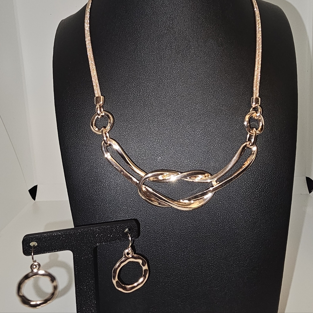 Gold Necklace and Earring Set